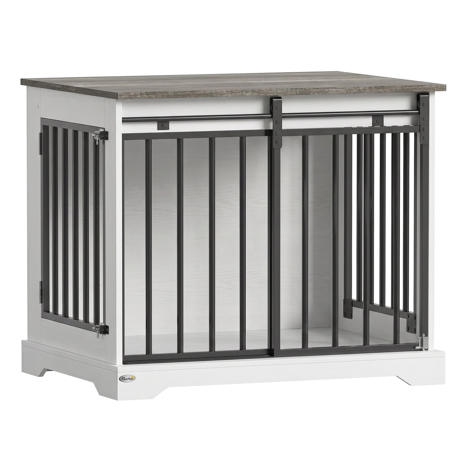 80 cm Dog Crate Furniture with Sliding Barn Door for Medium Dogs, White