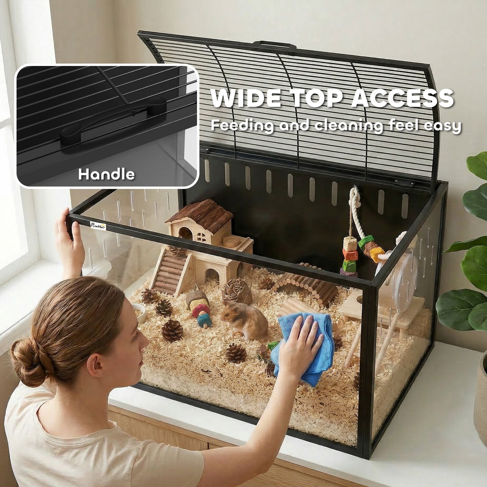 Hamster Cage Steel Chewproof with Openable Top, Deep Burrow for Dwarf Syrian Hamster, Gerbil, Rats, 81 x 51 x 53 cm