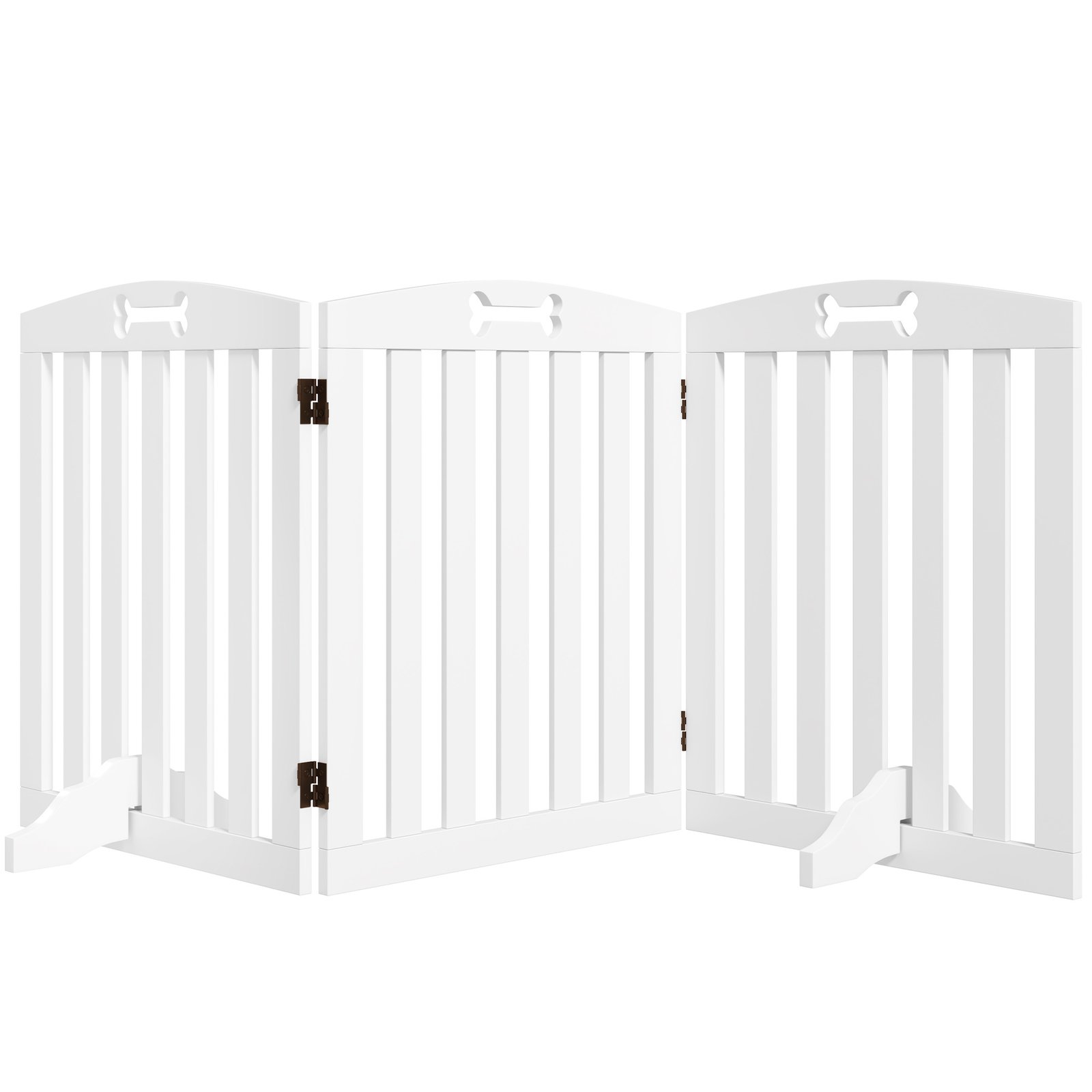 Wooden Dog Gate, Freestanding Pet Gate with Support Feet for Doorways, Hallways, Stairs, 155L x 61H cm, White
