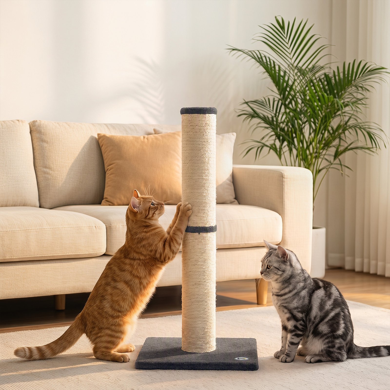 Cat Scratching Post, 80cm Tall Cat Scratch Post with Sisal Rope, Plush Base, Lightweight Claw Scratcher