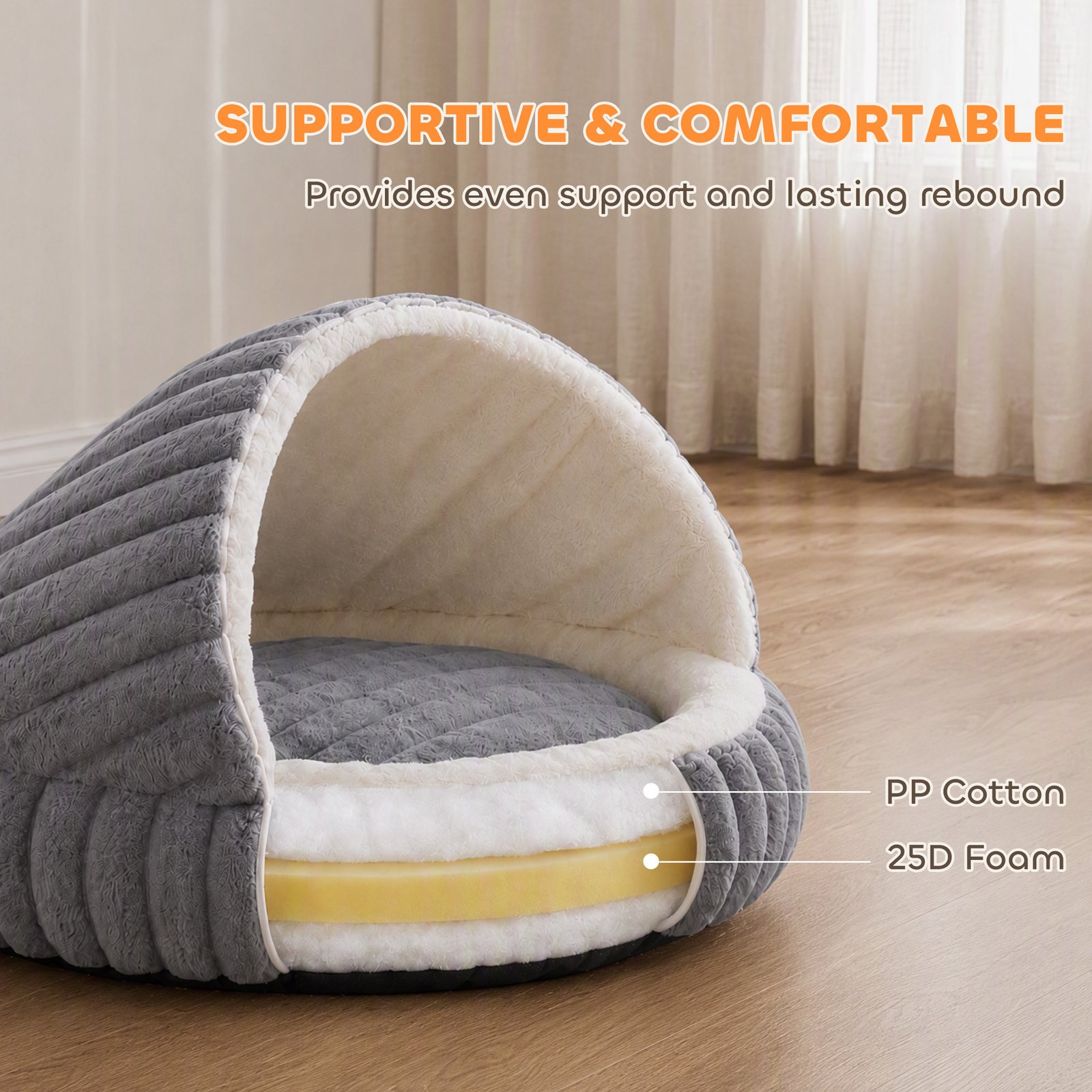 Cat Bed for Indoor Kittens, Cat Cave House with Non-Slip Bottom and Washable Cushion