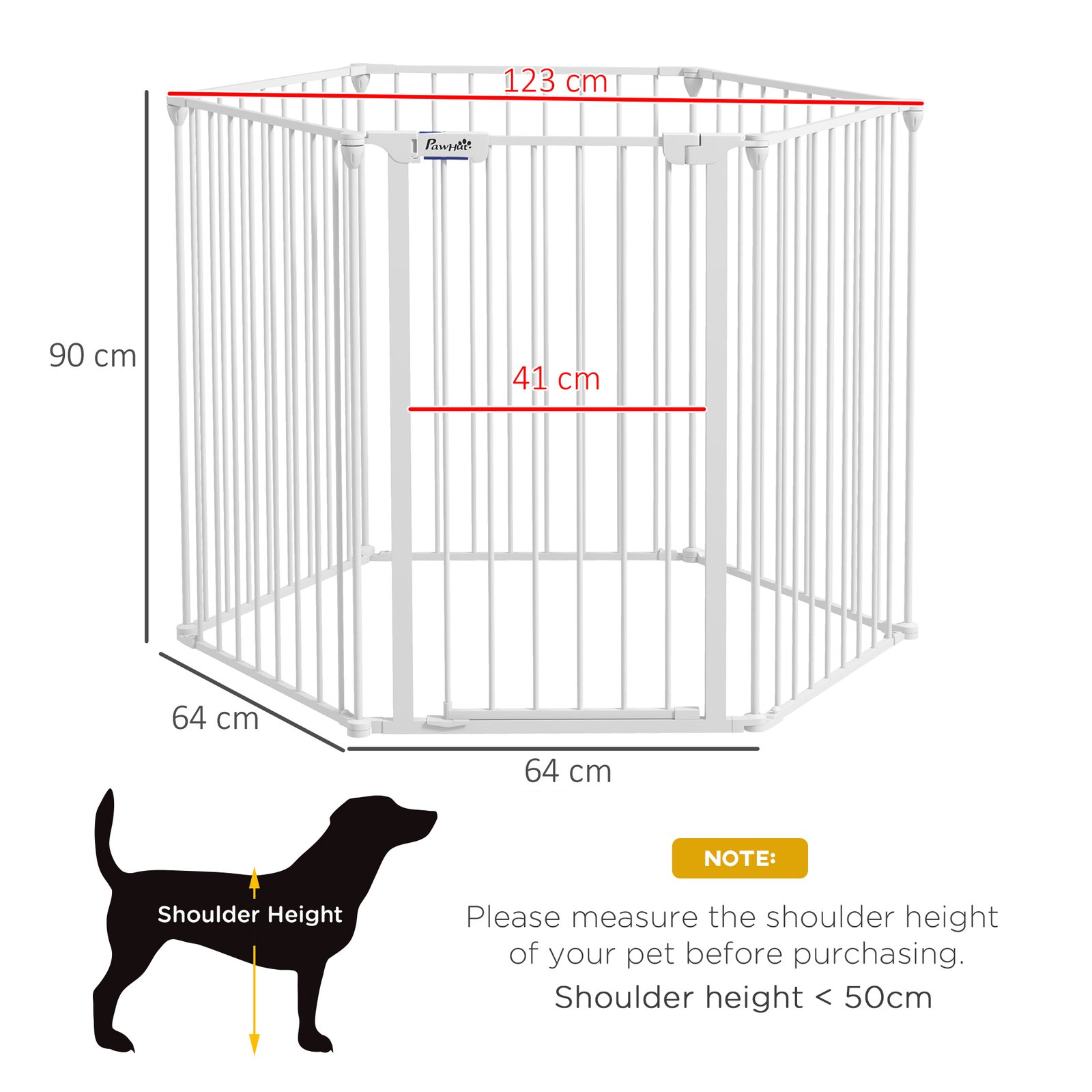 6 Panels Foldable Dog Playpen, Puppy Pen Crate with Door - White