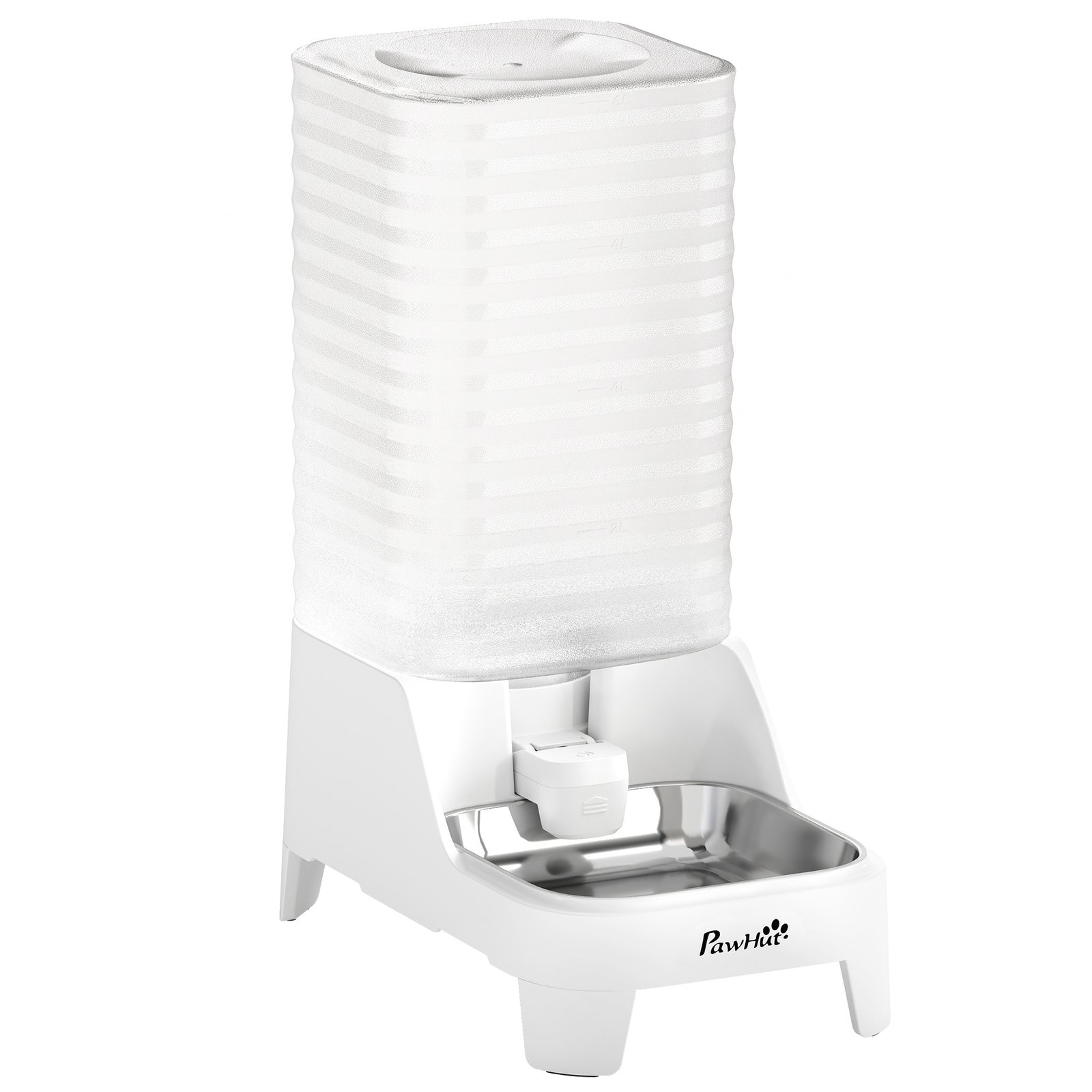 Automatic Pet Water Dispenser, 8L Gravity Dog Water Dispenser with Patented Tap, Stainless Steel Bowl, White