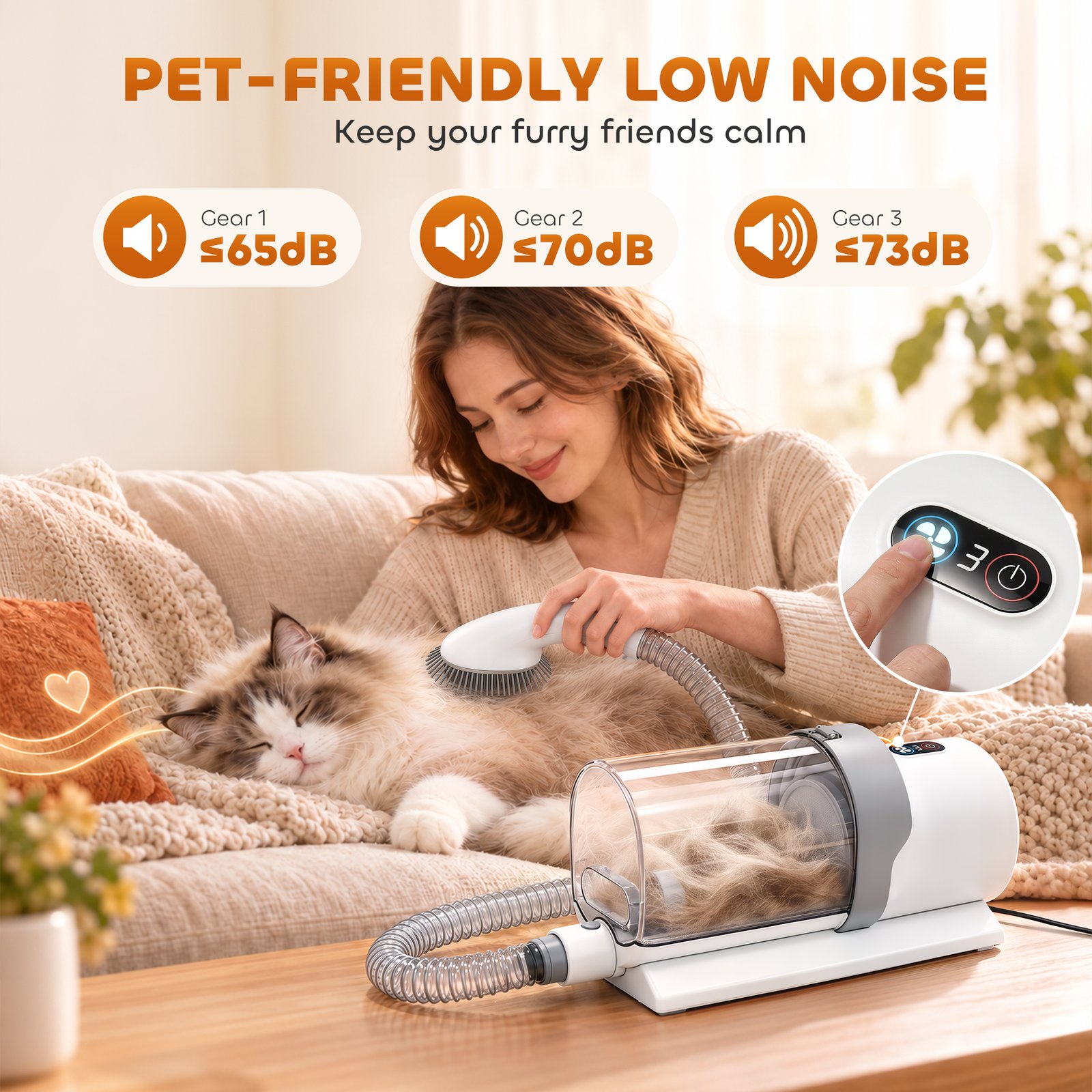 Dog Grooming Kit with 10Kpa Vacuum, 2.5L Dog Vacuum Groomer & Clipper, 5 in 1 Pet Grooming Kit, Low Noise 65dB