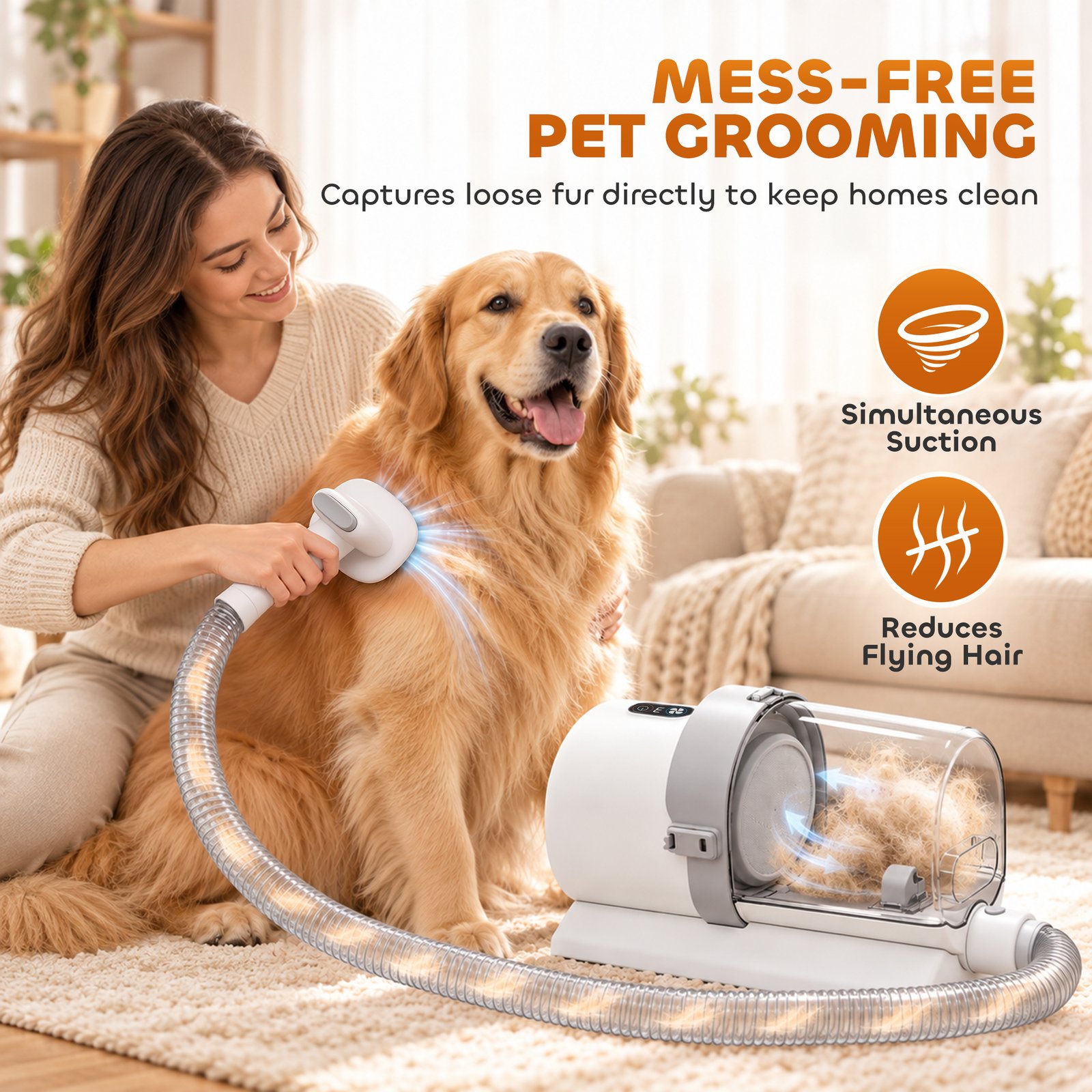 Dog Grooming Kit with 10Kpa Vacuum, 2.5L Dog Vacuum Groomer & Clipper, 5 in 1 Pet Grooming Kit, Low Noise 65dB