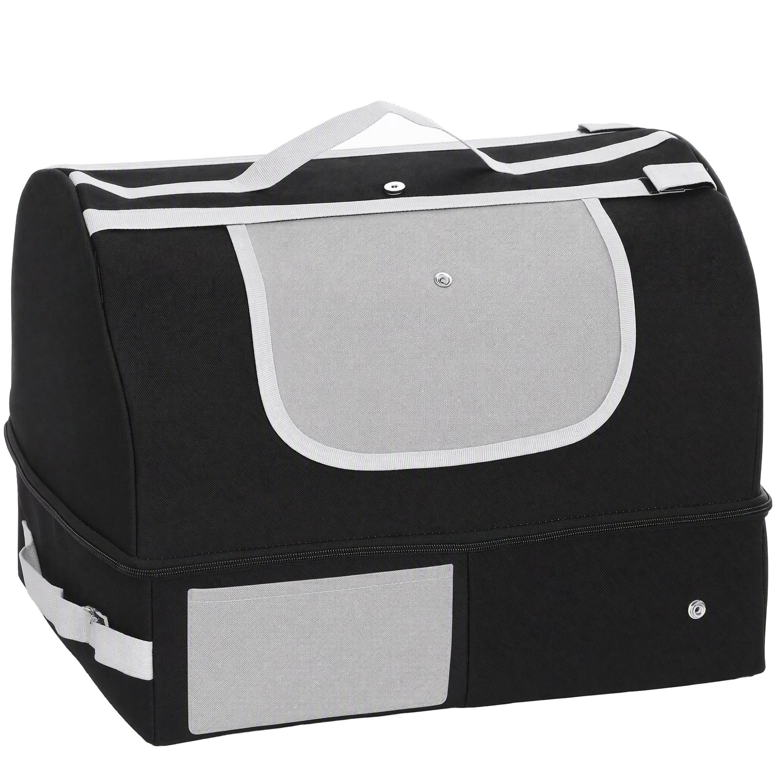 Portable Cat Litter Box with Zipper & Lid for Travel, Foldable Cat Travel Litter Tray, Black
