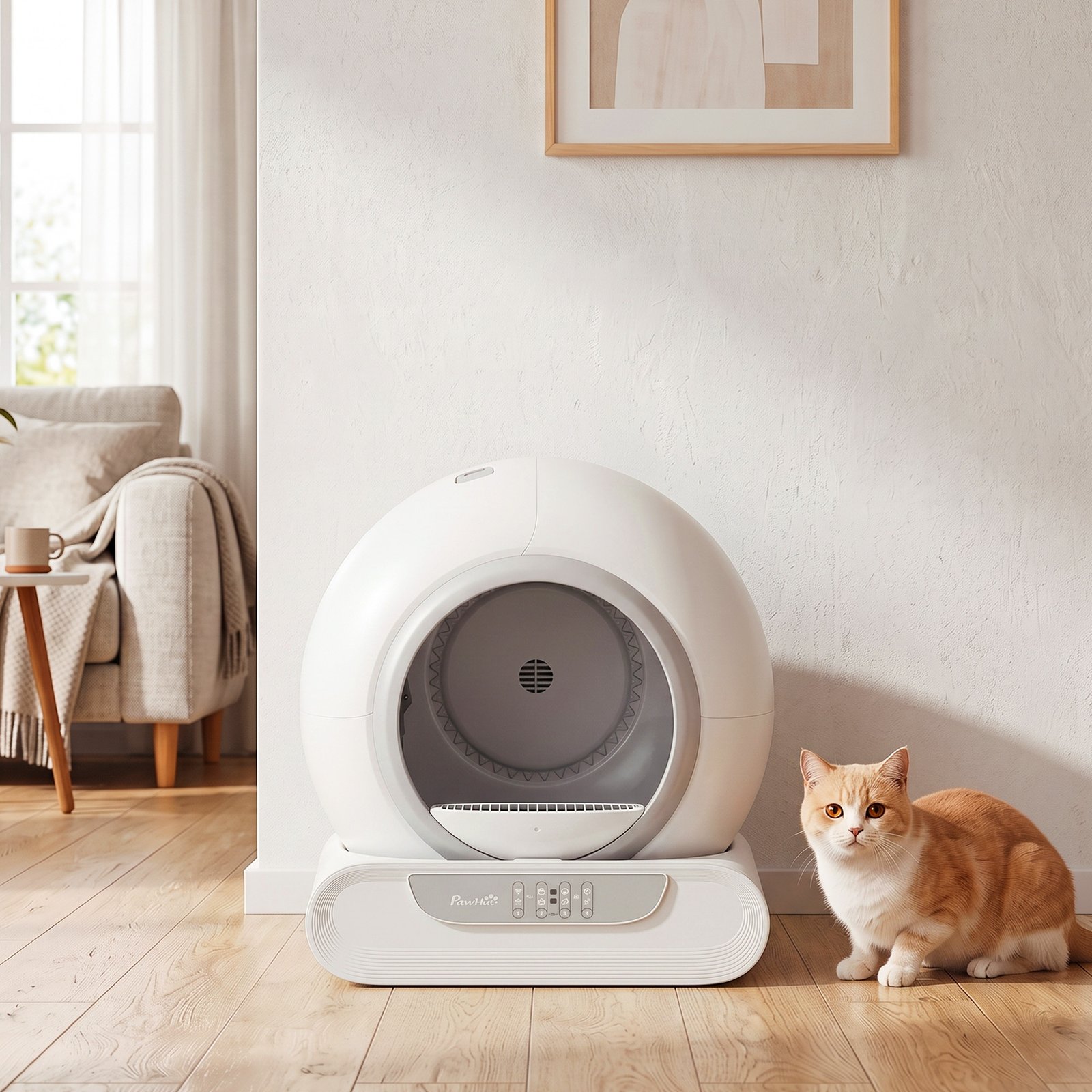 Self Cleaning Cat Litter Tray, Automatic Cat Litter Tray w/ APP Control, 65L Extra Large Capacity, 9L Waste Bin