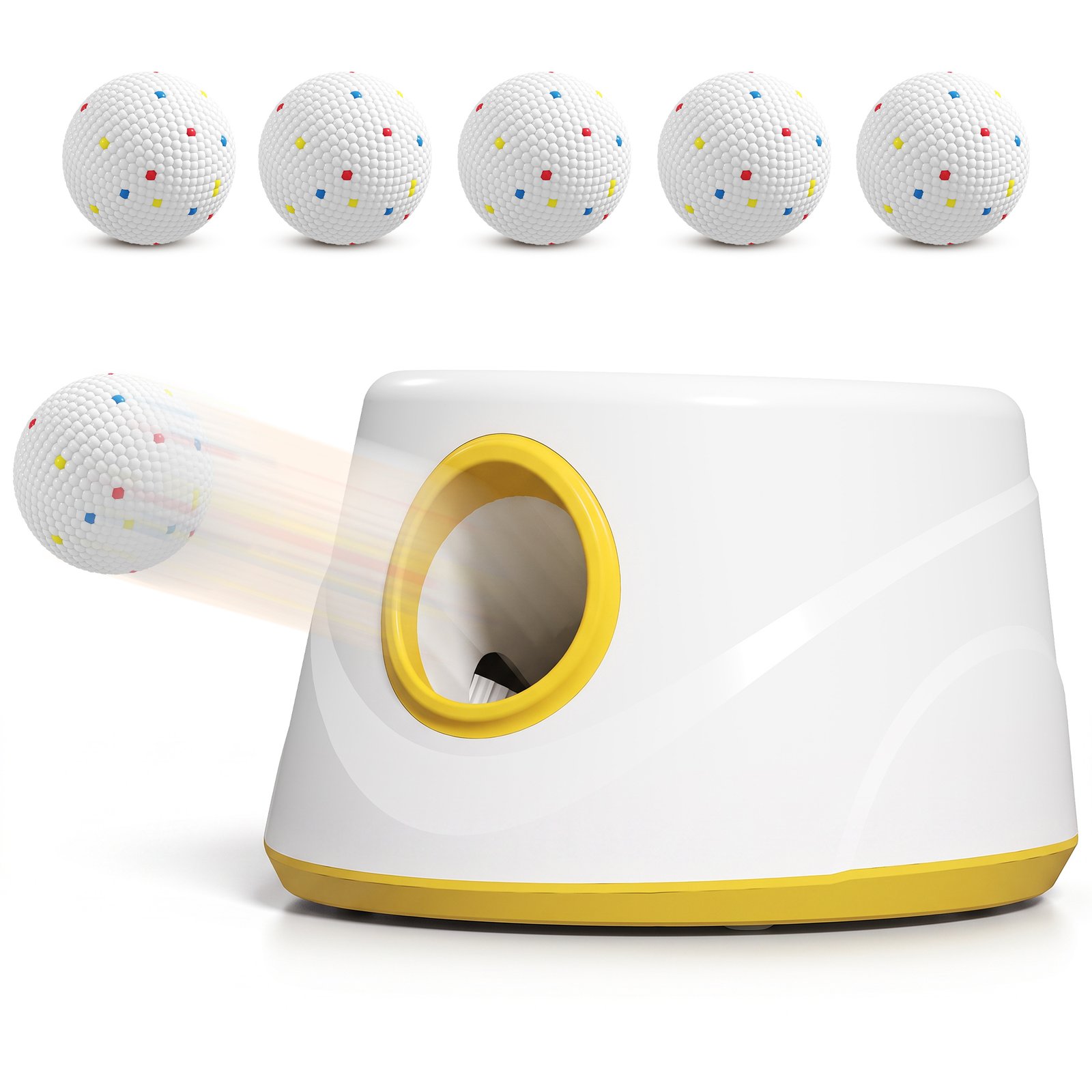 Automatic Dog Ball Launcher, Dog Thrower Machine with 6PCS 2.3" ETPU alls, 3 Adjustable Distance(20/33/46ft) & Random Mode