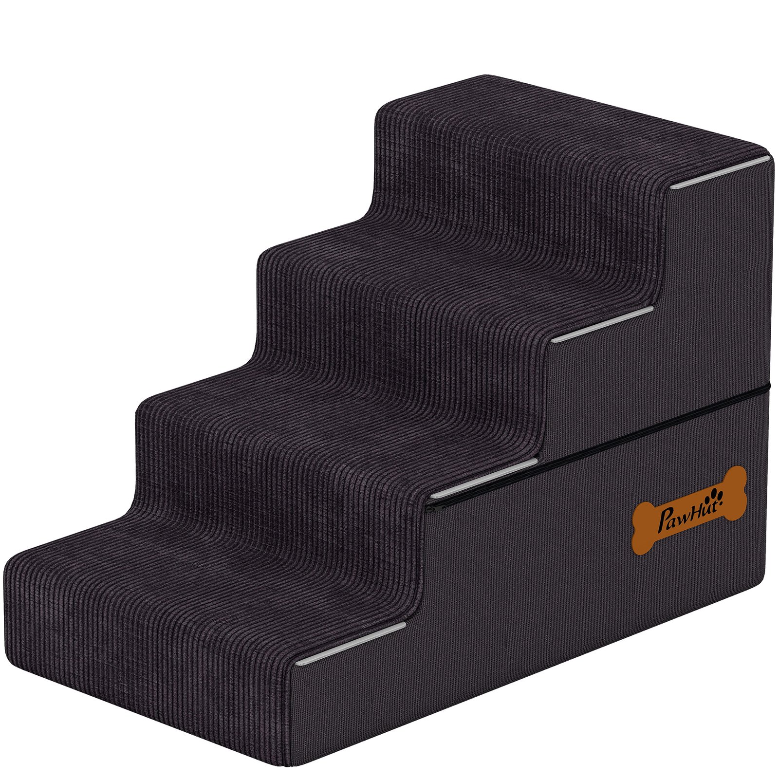 Dog Steps, 4-Step Dog Stairs for Bed and Sofa, Pet Stairs with Carry Handle, Washable Cover
