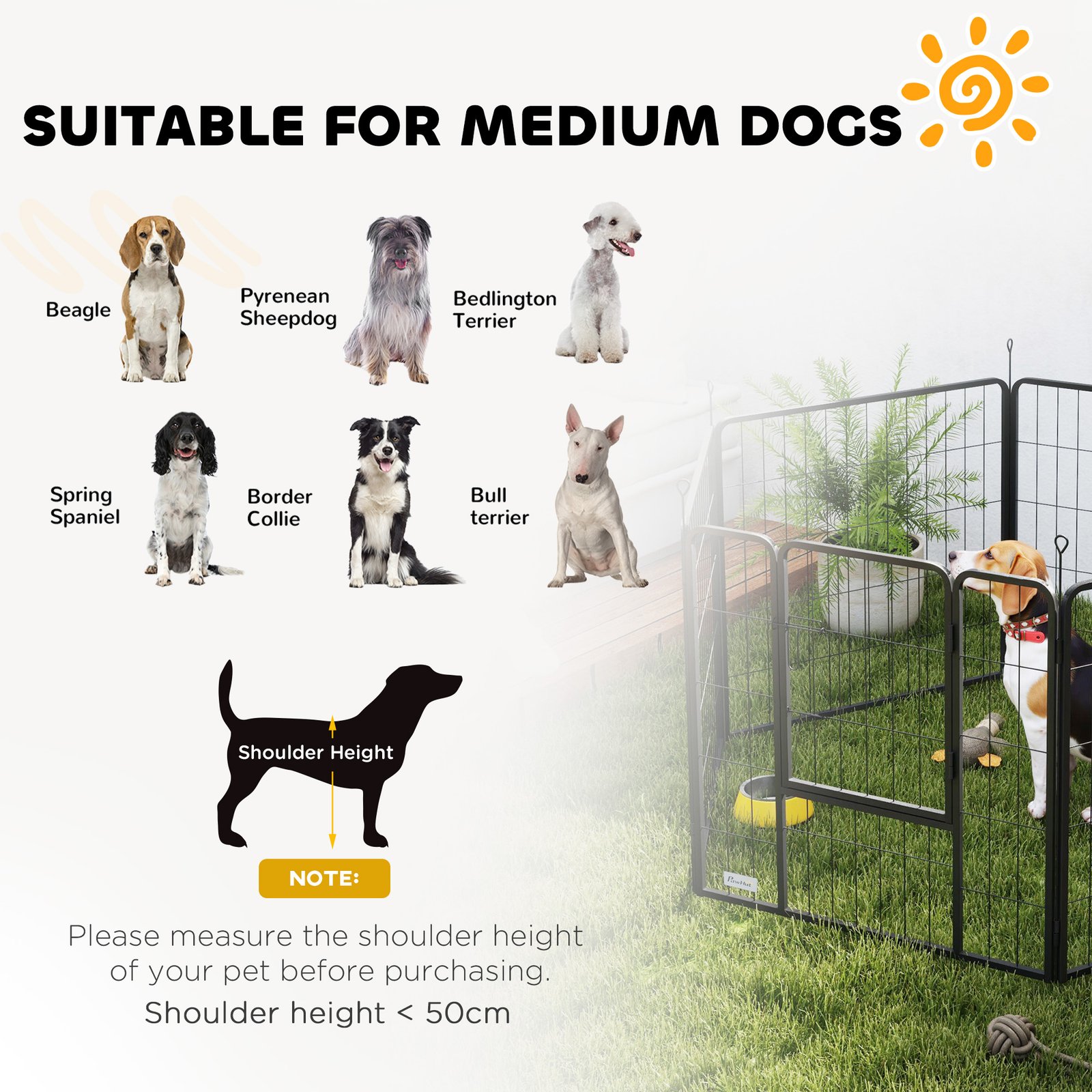 6 Panels Dog Playpen, Portable Detachable Puppy Pen with Door, for Medium Dogs, 80cm High, Grey