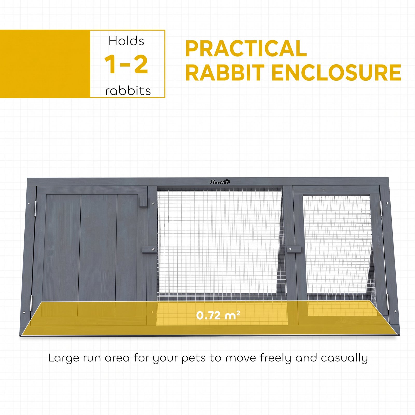 Rabbit Hutch, Wooden Guinea Pig Hutch with Run and Doors, Outdoor Triangle Bunny House for Rabbits,Duck and Chicken