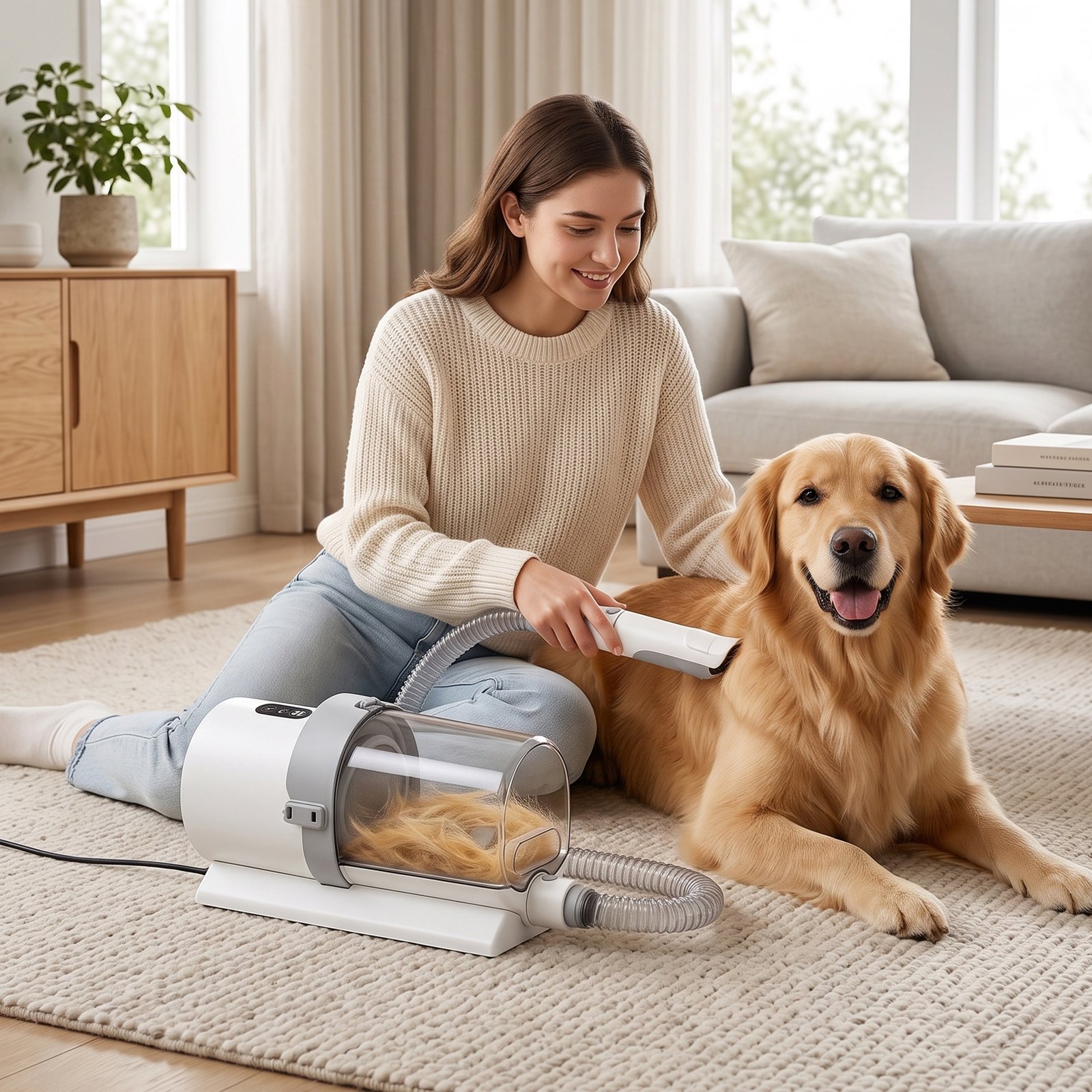 Dog Grooming Kit with 10Kpa Vacuum, 2.5L Dog Vacuum Groomer & Clipper, 5 in 1 Pet Grooming Kit, Low Noise 65dB