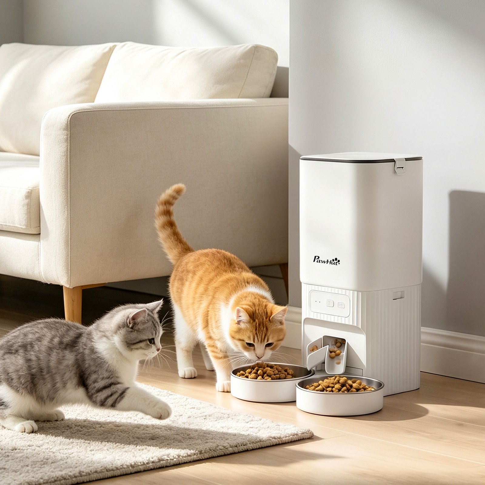 7L Automatic Cat Feeder with App Control, 2.4G/5G WiFi, Timer, 15 Meals/Day, Dual Power, 10s Voice Recording, Anti-Clog